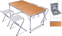Camping-Set im Koffer,  Tisch + 4 Hocker