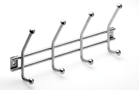 Garderobenleiste,  4 Haken,  355 x 160 x 60 mm,  Edelstahl matt