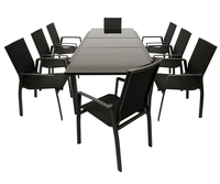 Garnitur 9-teilig,  Ausziehtisch,  Aluminium/Glas