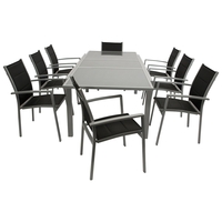 Garnitur 9-teilig,  Ausziehtisch,  Aluminium/Textilene/Glas