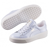 Puma Basket Platform Patent Sneaker Damen Schuhe hellblau