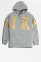 Nike - Fleece-Kapuzenpullover in Grau mit Gold Logo - CQ0242-064