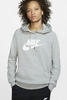 Nike - Klassischer grauer Fleece Hoodie für Damen mit weißem Logo - BV4126-063