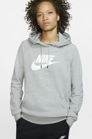 Nike - Klassischer grauer Fleece Hoodie für Damen mit weißem Logo - BV4126-063