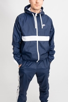 Nike - Nylon Trainigsanzug - zwei Stück Kombination Hose und Oberteil in Blau mit weißen block muster - BV3025-411