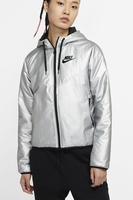 Nike - Windjacke für Damen in metallischem Silber mit Reißverschluss - CJ2261-095