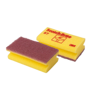 3M™ Scotch-Brite™ Schwamm 55 - 58,  70 mm x 130 mm SCH57,  1 Karton = 10 x 10 Stück,  Nr. 57,  gelb / braun