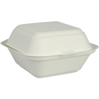 ABENA Burgerbox Bagasse,  weiß 1 Packung = 50 Stück,  Maße: 15, 3 x 14, 7 x 8, 2 cm