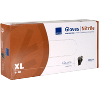 ABENA Classic Nitril Einweghandschuhe,  schwarz 1 Karton = 10 Packungen = 1000 Stück,  Größe XL