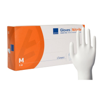ABENA Classic Nitrilhandschuhe,  puderfrei,  weiß 1 Karton = 10 Packungen à 100 Stück,  Größe M