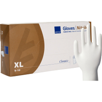 ABENA Classic Nitrilhandschuhe,  puderfrei,  weiß 1 Karton = 10 Packungen à 100 Stück,  Größe XL