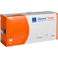 ABENA Classic Vinyl-Handschuhe,  transparent 1 Karton = 10 Packungen à 100 Stück,  Größe: M