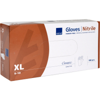 ABENA Sensitive Nitril Einweghandschuhe,  weiß 1 Karton = 10 Packungen = 1000 Stück,  Größe XL