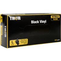 ABENA Thor Black Vinyl Einweghandschuhe,  puderfrei,  schwarz 1 Karton = 10 Packungen à 100 Stück,  Größe L