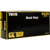 ABENA Thor Black Vinyl Einweghandschuhe,  puderfrei,  schwarz 1 Karton = 10 Packungen à 100 Stück,  Größe M