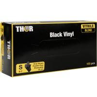 ABENA Thor Black Vinyl Einweghandschuhe,  puderfrei,  schwarz 1 Karton = 10 Packungen à 100 Stück,  Größe S