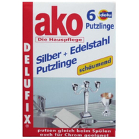 ako Delufix Silber + Edelstahl Putzlinge 1015.01,  1 Packung = 6 Putzlinge