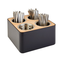 APS Besteckbehälter 93321,  1 Behälter,  Farbe: schwarz/ braun