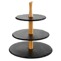 APS Etagere,  3-stufig,  Naturschieferplatten,  Höhe: 34 cm 00960,  1 Etagere,  Farbe: schwarz/braun