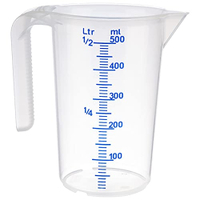 APS Messbecher,  transparent,  offener Griff 30061,  Maße (Ø x H): 9 x 14 cm,  0, 5 Liter