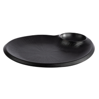 APS NERO Teller mit integriertem Dipschälchen 85074,  Maße (L x B x H): 24 x 20 x 2, 5 cm