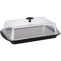 APS Servierplatte Edelstahl Set mit Haube,  6-teilig 09091,  Rechteckig (B x L x H): 43 x 29 x 14 cm
