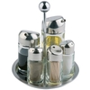 APS Tischmenage aus Edelstahl,  6-teilig 40485,  1 Set = 1 Menage,  5 Glasbehälter
