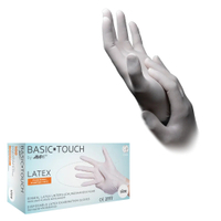 BASIC-TOUCH Latexhandschuhe,  puderfrei,  weiß 01033-M,  1 Packung = 100 Stück,  Größe M