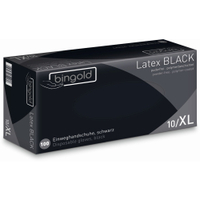 BINGOLD Latex BLACK Einweghandschuh,  schwarz 619004,  1 Karton = 10 Packungen à 100 Stück,  Größe: XL