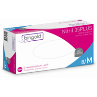 BINGOLD Nitril 35PLUS Einweghandschuhe,  weiß 634301,  1 Packung = 100 Stück,  Größe S