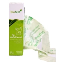 BIOMAT Bioabfallbeutel mit Henkel in Faltschachtel,  10 Liter BBH-10-10-NB,  1 Packung = 1 Rolle = 10 Abfallbeutel