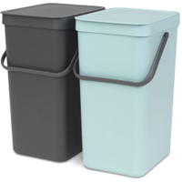Brabantia Abfalleimer "Sort and Go" 110023,  Farbe: mint / grau,  Fassungsvermögen: 2 x 16 Liter