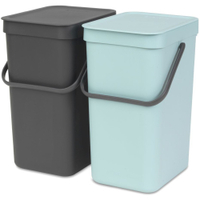 Brabantia Einbaueimer "Sort and Go" 109980,  Farbe: mint / grau,  Fassungsvermögen: 2 x 12 Liter
