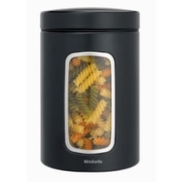 Brabantia Fensterdose,  1, 4 Liter,  rund 333521,  Farbe: Matt Black,  Deckel: Matt Black