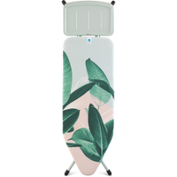 Brabantia "Solide" Streckmetall Bügeltisch,  Größe C 118487,  Motiv: Tropical Leaves / Mint,  Dampfstationsablage