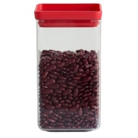 Brabantia Stapelbare Vorratsdose,  1, 6 Liter 29 00 22,  Transparent / Deckel Red