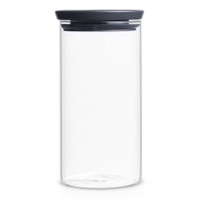 Brabantia Stapelbarer Glasbehälter,  transparent / grau 298264,  Fassungsvermögen: 1, 1 Liter