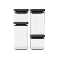 Brabantia Vorratsdosenset mit Deckel,  4-teilig 122422,  1 Set,  2 x 0, 7 2 x 1, 6 Liter,  Dark Grey