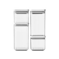 Brabantia Vorratsdosenset mit Deckel,  4-teilig 122569,  1 Set,  2 x 0, 7 2 x 1, 6 Liter,  Light Grey