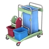 Cleankeeper Antibakterieller Gerätewagen I - 1 2 x 20 l Eimer - Blau / Pink,  1 Mopppresse