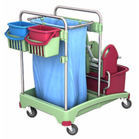 Cleankeeper Antibakterieller Gerätewagen I - 5 2 x 20,  2x6 l Eimer - Blau/Pink,  120 l Abfallsack