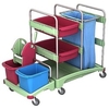 Cleankeeper Antibakterieller Systemwagen I - 1 2 x 20 l Eimer - Blau/Pink,  1 Antibak. Mopppresse