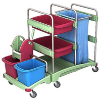Cleankeeper Antibakterieller Systemwagen I - 1 2 x 20 l Eimer - Blau/Pink,  1 Antibak. Mopppresse
