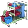 Cleankeeper Antibakterieller Systemwagen I - 2 2 x 20,  4 x 6 l Eimer - Blau/Pink,  1 Mopppresse