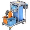 Cleankeeper Gerätewagen I - 10 2 x 20 l,  3 x 6 l Eimer - blau / orange,  1 Mopppresse