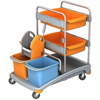 Cleankeeper Gerätewagen I - 11 2 x 20 l Eimer - blau / orange,  1 Mopppresse
