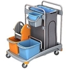Cleankeeper Gerätewagen I - 4 2 x 20 l,  1 x 6 l Eimer - blau / orange,  1 Mopppresse