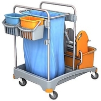 Cleankeeper Gerätewagen I - 5 2 x 20 l,  2 x 6 l Eimer - blau / orange,  1 Mopppresse