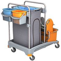 Cleankeeper Gerätewagen I - 6 2 x 20 l,  2 x 6 l Eimer - blau / orange,  1 Mopppresse
