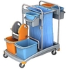 Cleankeeper Gerätewagen I - 7 2 x 20,  3 x 6 l Eimer - Blau/Orange,  1 Mopppresse